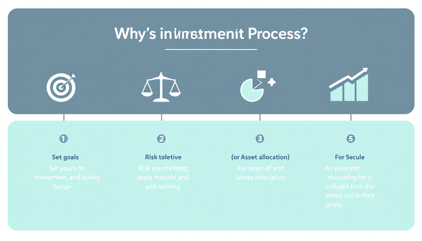 자산배분 포트폴리오 구성 4단계 과정을 나타내는 아이콘과 함께 단계별 일러스트