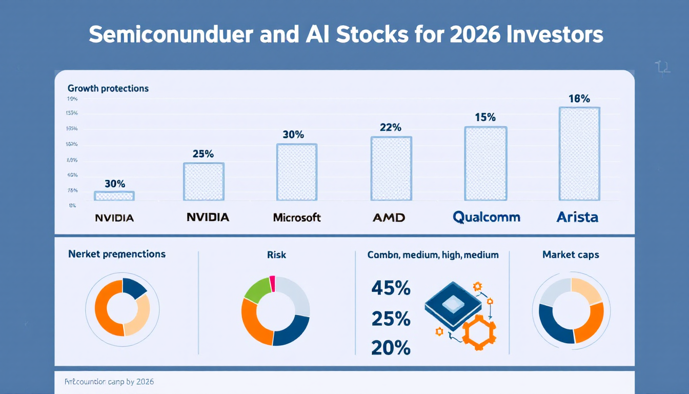 2026년을 위한 주요 AI 반도체 및 소프트웨어 기업 투자 포트폴리오 전략 비교 인포그래픽