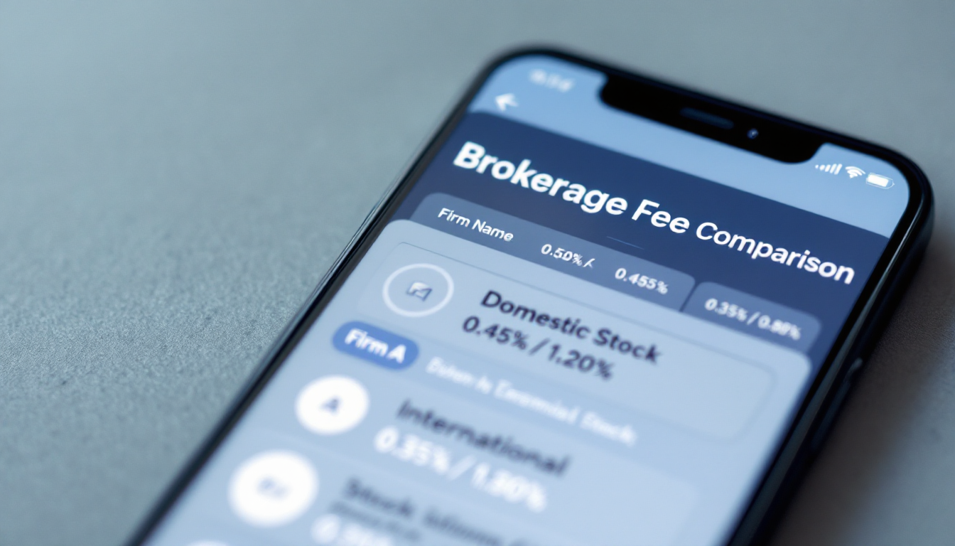 증권사별 주식 수수료 비교 테이블을 보여주는 스마트폰 화면