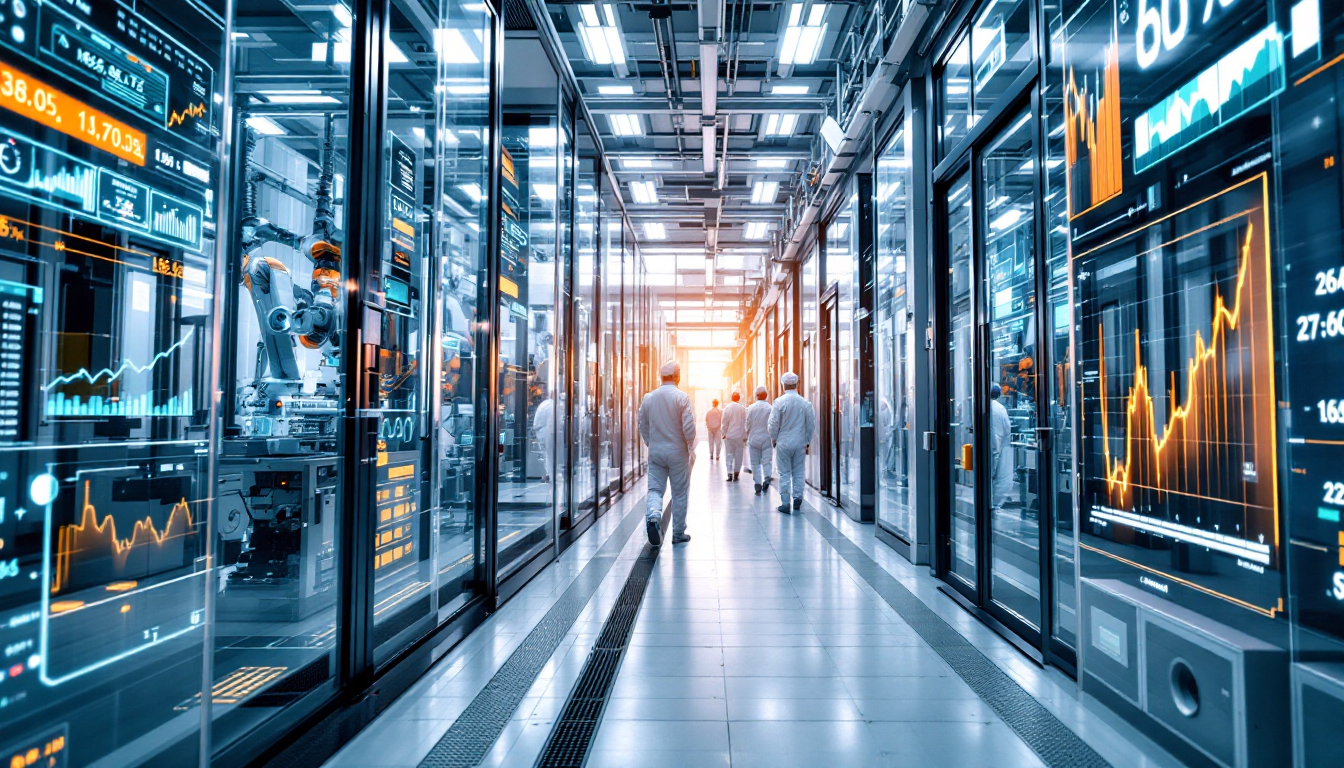 반도체 및 IT 성장주 투자를 상징하는 첨단 제조 시설 이미지