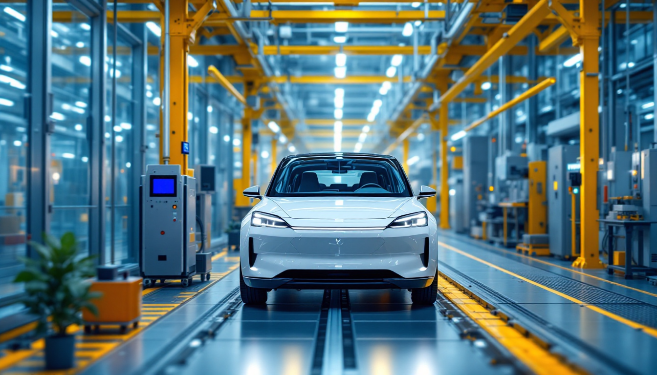 2026년 AI 예지보전 로봇과 레벨 4 자율주행 전기차가 작동하는 스마트 팩토리와 모빌리티.