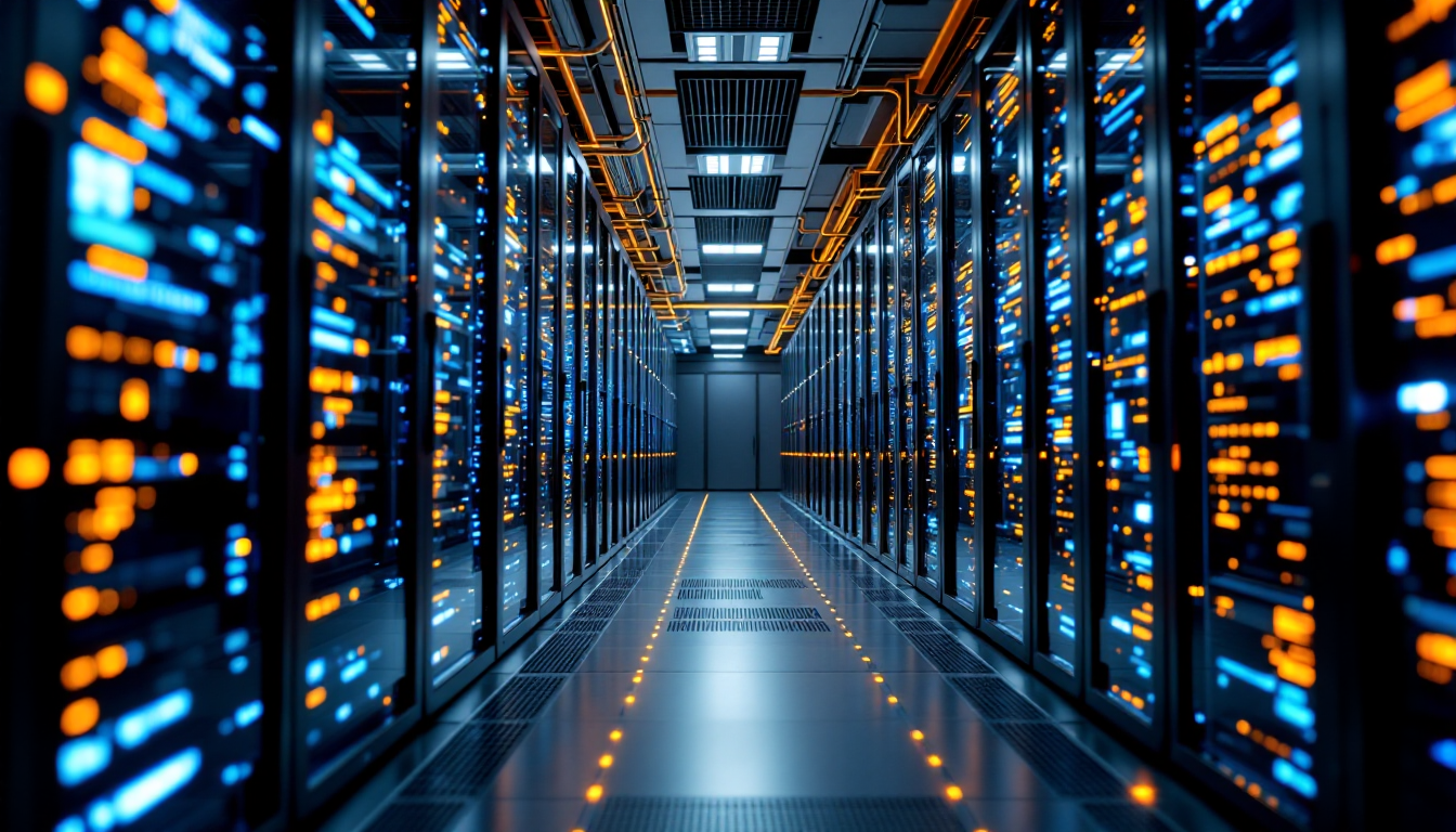 2026년 AI 슈퍼컴퓨팅 플랫폼의 핵심인 고성능 GPU와 HBM 모듈로 가득 찬 서버 룸.