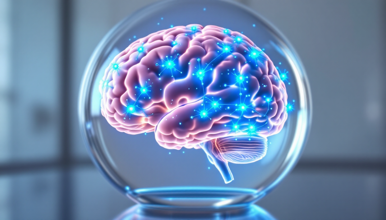 마그네슘이 신경계를 안정시키는 과정을 보여주는 두뇌와 GABA 수용체