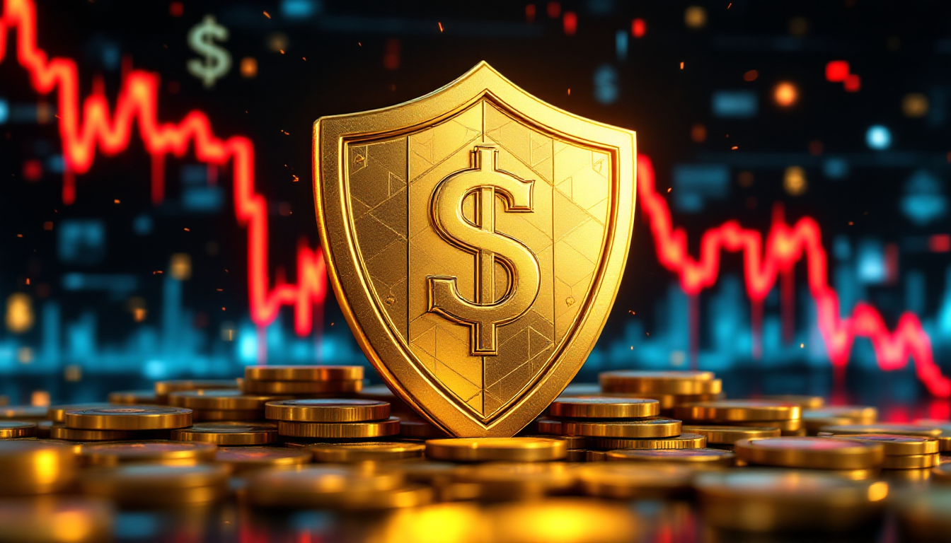 주식 하락 시 심리적 안정 효과를 주는 현금 보유 개념 이미지