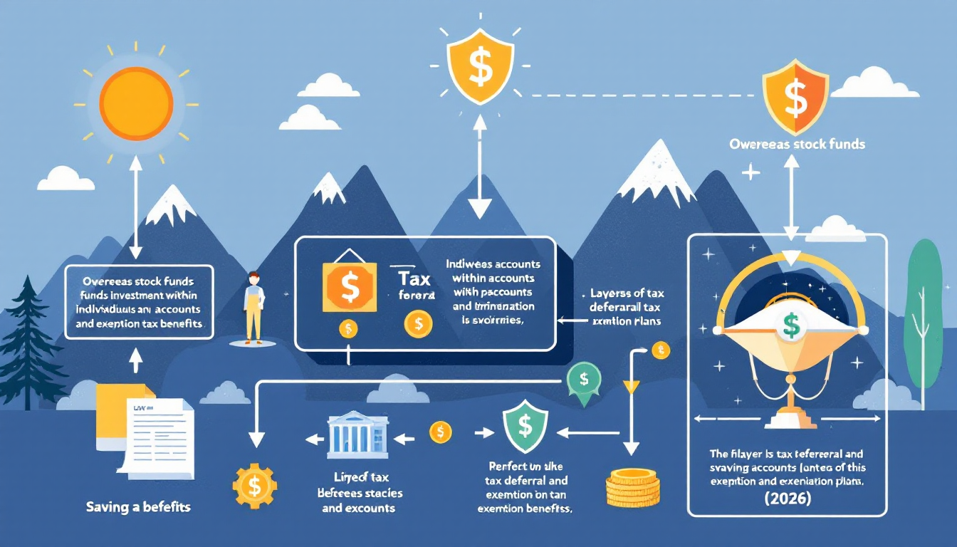 비과세 해외주식 펀드 투자 절세 전략을 설명하는 다계층 구조의 일러스트