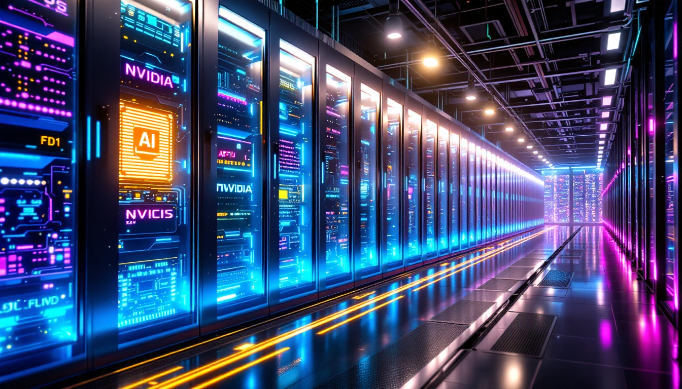 고성능 AI 반도체 칩들이 있는 첨단 데이터센터 내부 모습