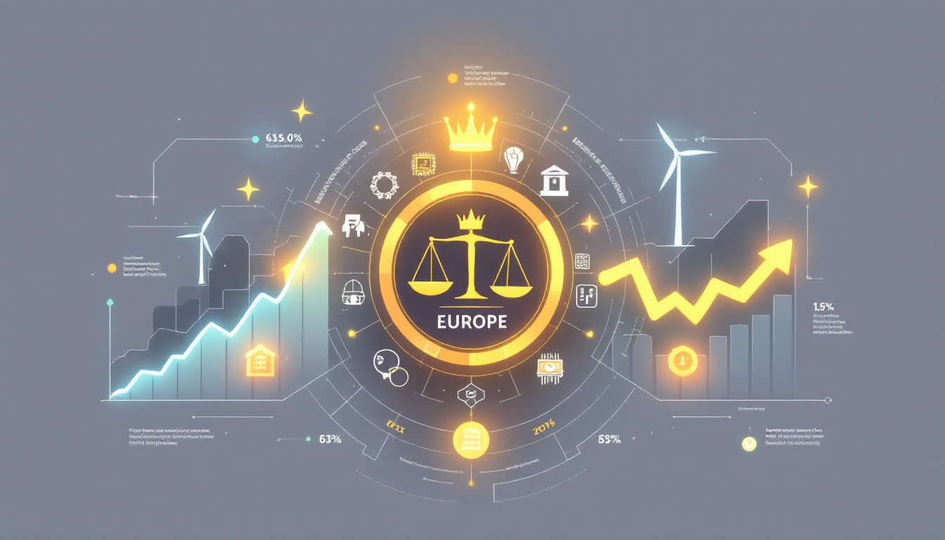 유럽 주식 포트폴리오의 분산 투자와 리스크 관리 개념 이미지