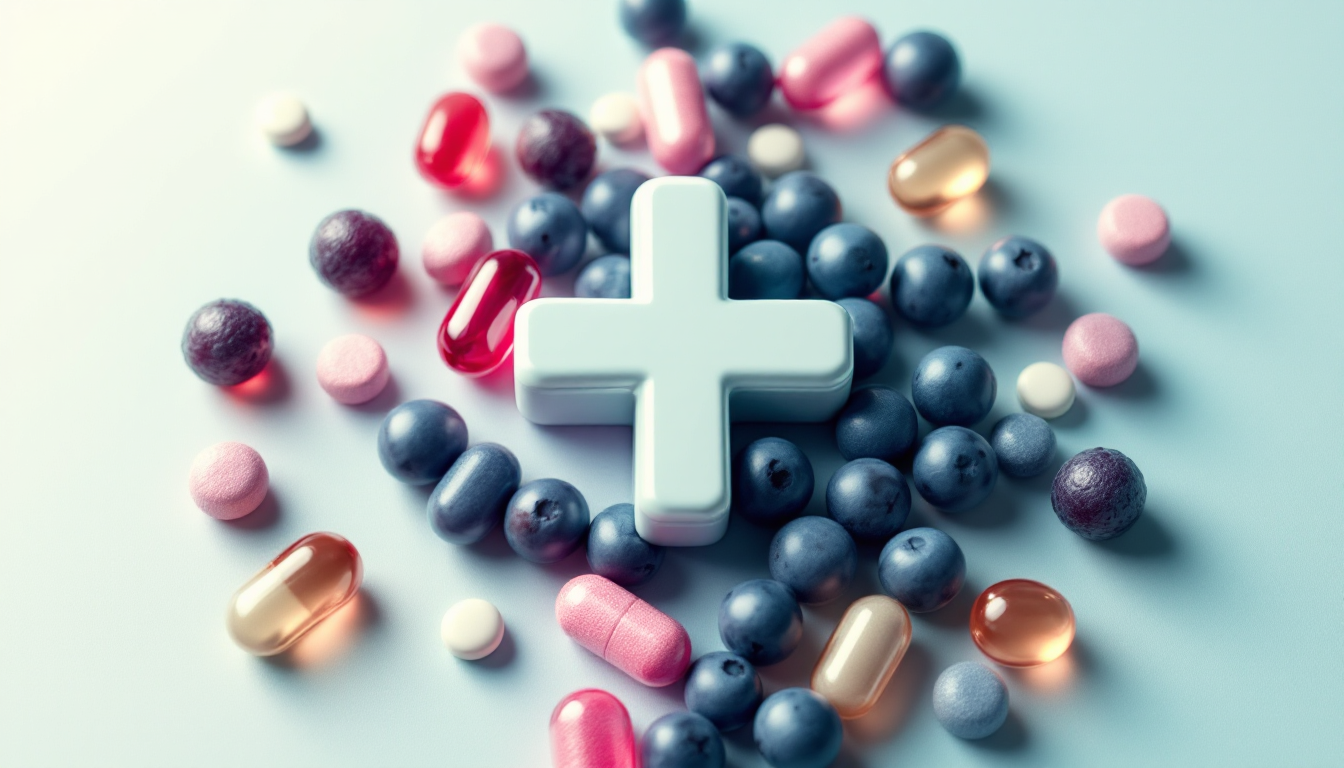 오메가3와 빌베리의 시너지 효과로 눈 건강을 강화하는 것을 상징하는 이미지