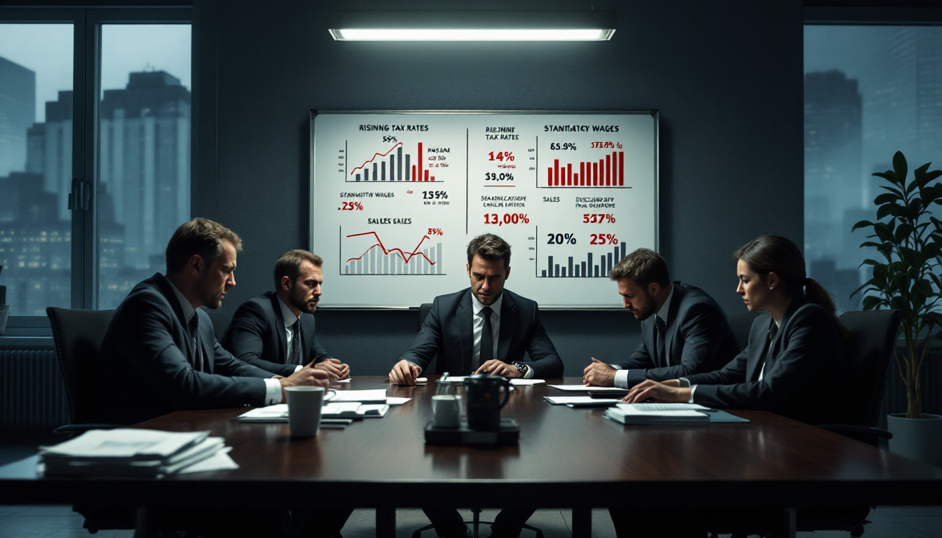 2026년 대기업 투자 위축의 국내 환경 문제와 규제, 내수 감소 상황을 표현하는 이미지