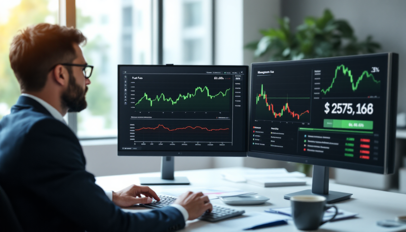 운용보수와 수익률 차이를 비교하는 비즈니스 전문가 이미지