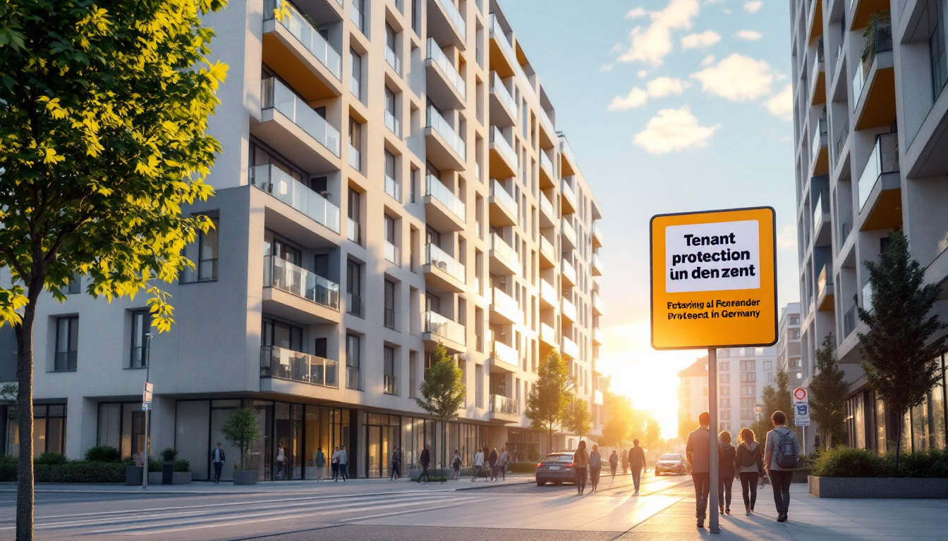 독일의 임차인 보호와 주거 안정성을 상징하는 현대 아파트 단지의 실사 이미지