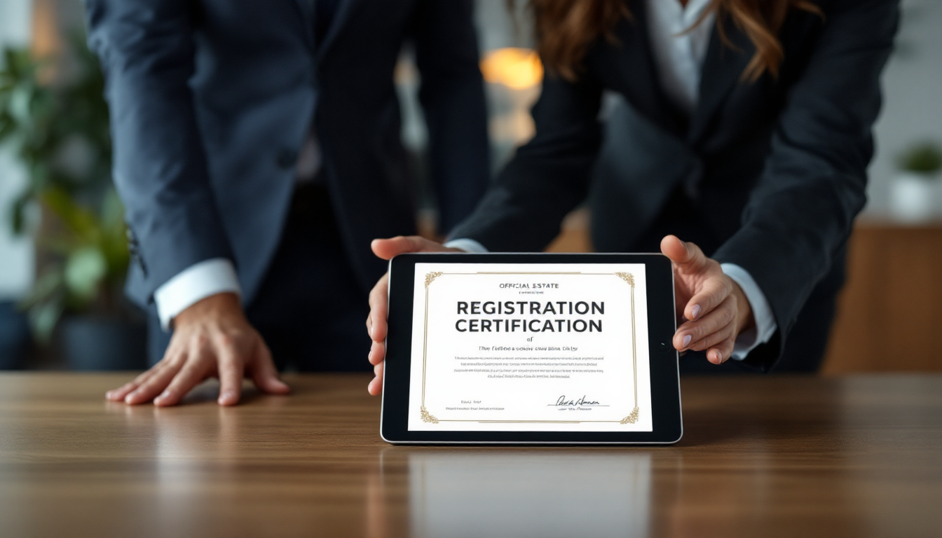 신뢰할 수 있는 공인중개사 확인을 위한 공인중개사 사무소 등록증 확인 장면