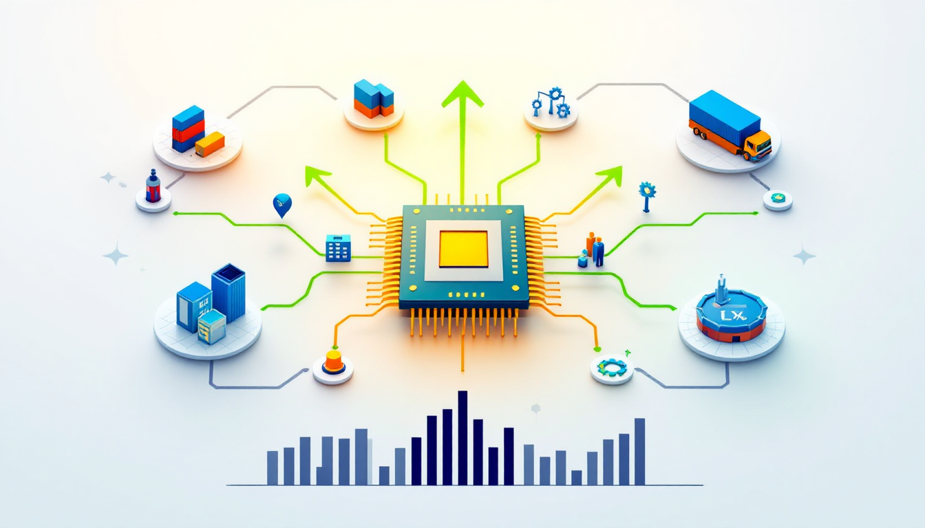 반도체 수출 증가가 소재, 물류, 서비스 산업에 미치는 긍정적 파급효과를 시각화한 인포그래픽