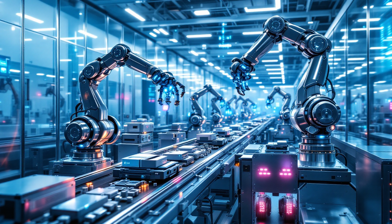 제조업과 모빌리티 산업을 혁신하는 2026년 피지컬 AI가 작동하는 스마트 팩토리와 자율주행 로봇.