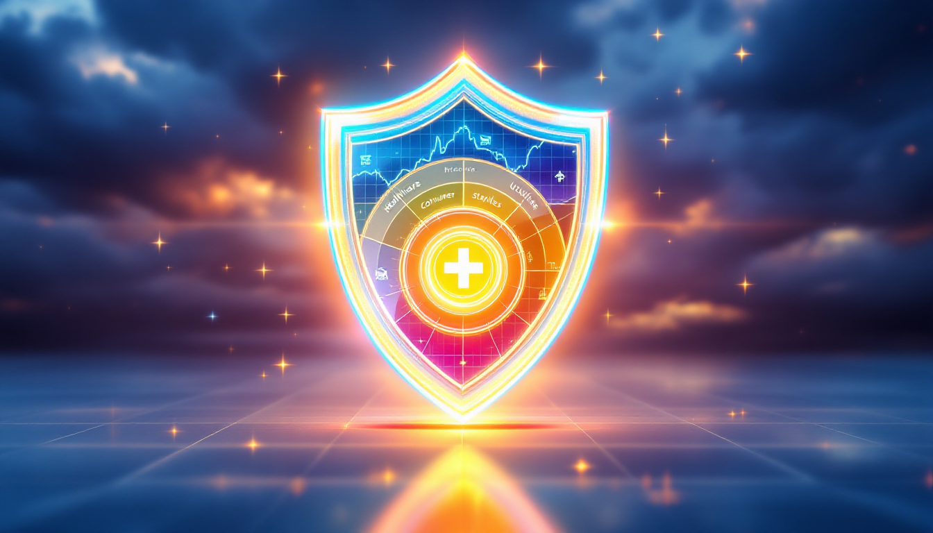 경기 방어주가 투자 포트폴리오를 보호하는 이미지를 표현