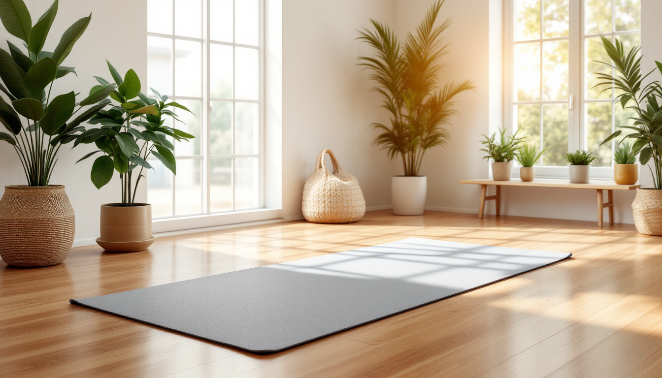 편안하고 아늑한 홈트레이닝 공간의 실사 이미지