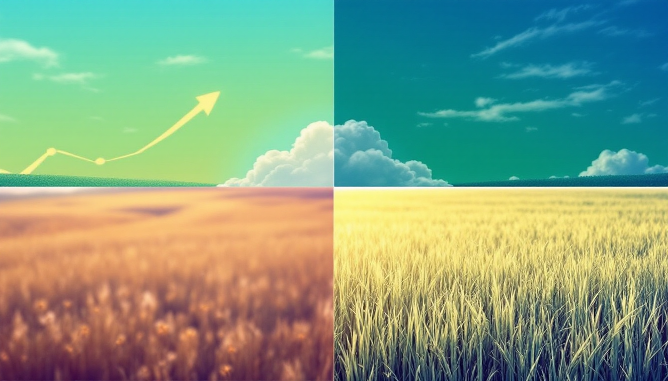 사계절을 상징하며 경제 상황 변화를 표현하는 이미지