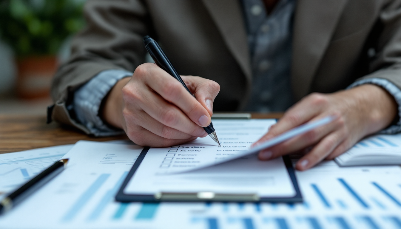 절세 계획 수립 체크리스트를 점검하는 개인 투자자의 모습