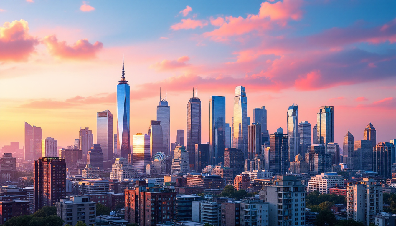 2025년 부동산 시장의 변화와 도시 전환을 상징하는 현대적인 도시 전경