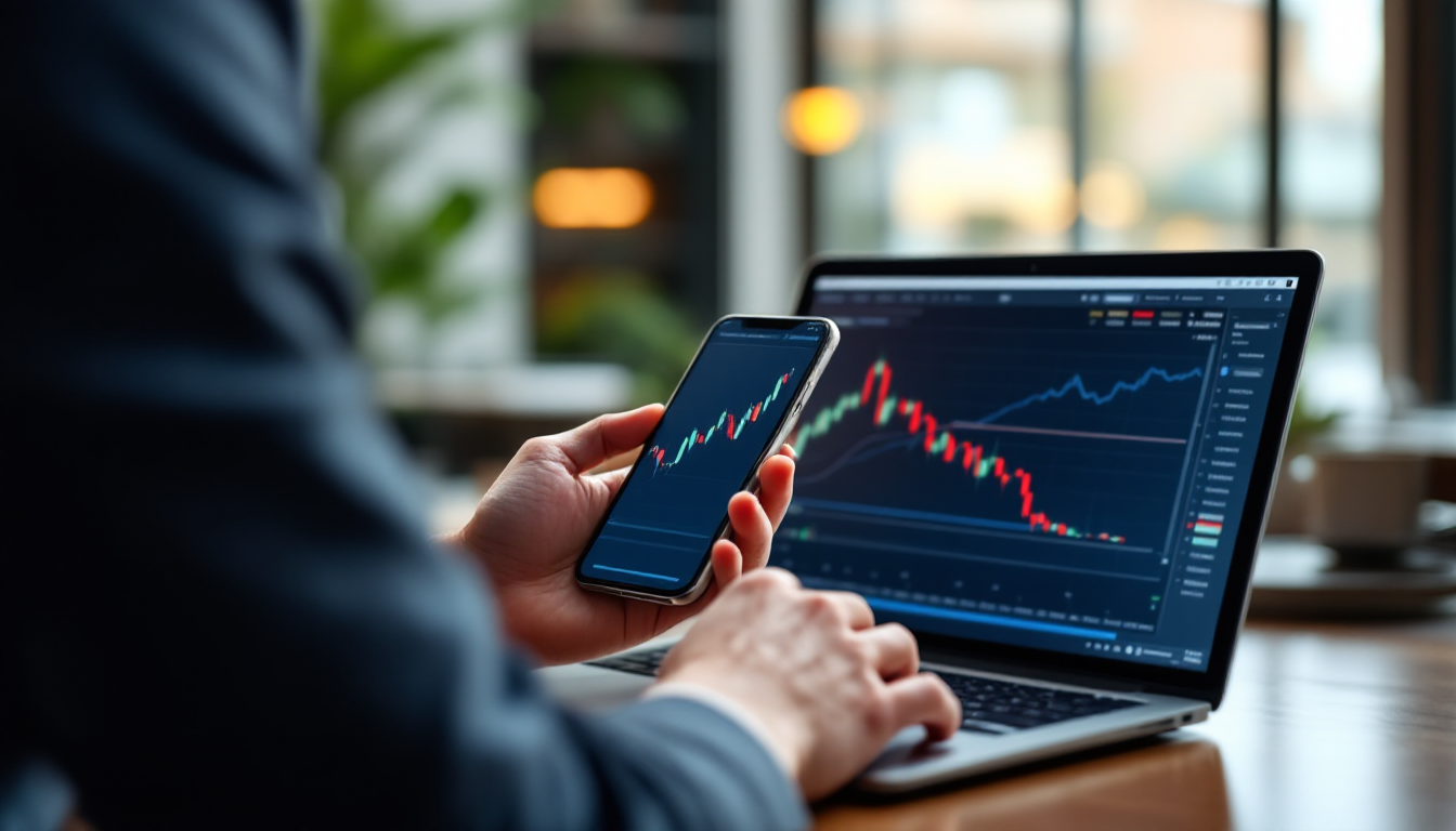 초보 투자자가 디지털 플랫폼에서 개별 채권과 채권 ETF를 비교하며 투자하는 모습