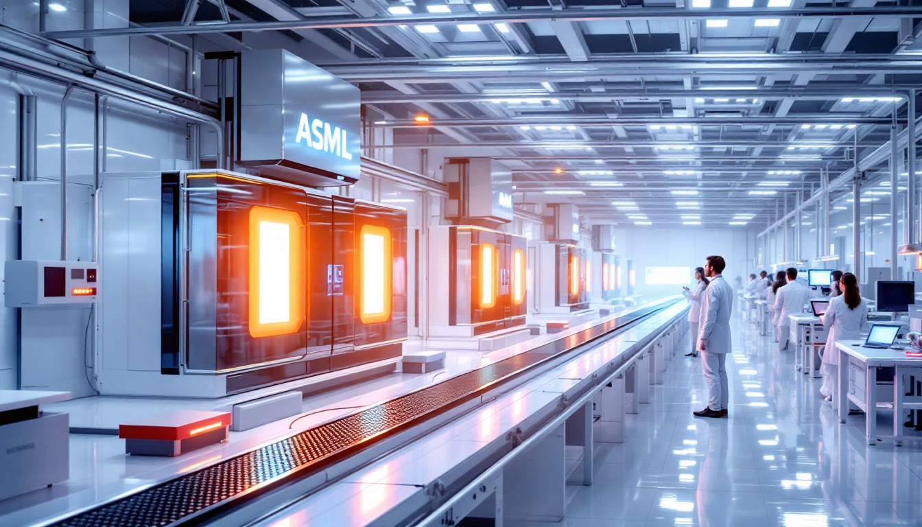 유럽 기술 기업과 반도체 생산 설비를 보여주는 첨단 공장 실사 이미지