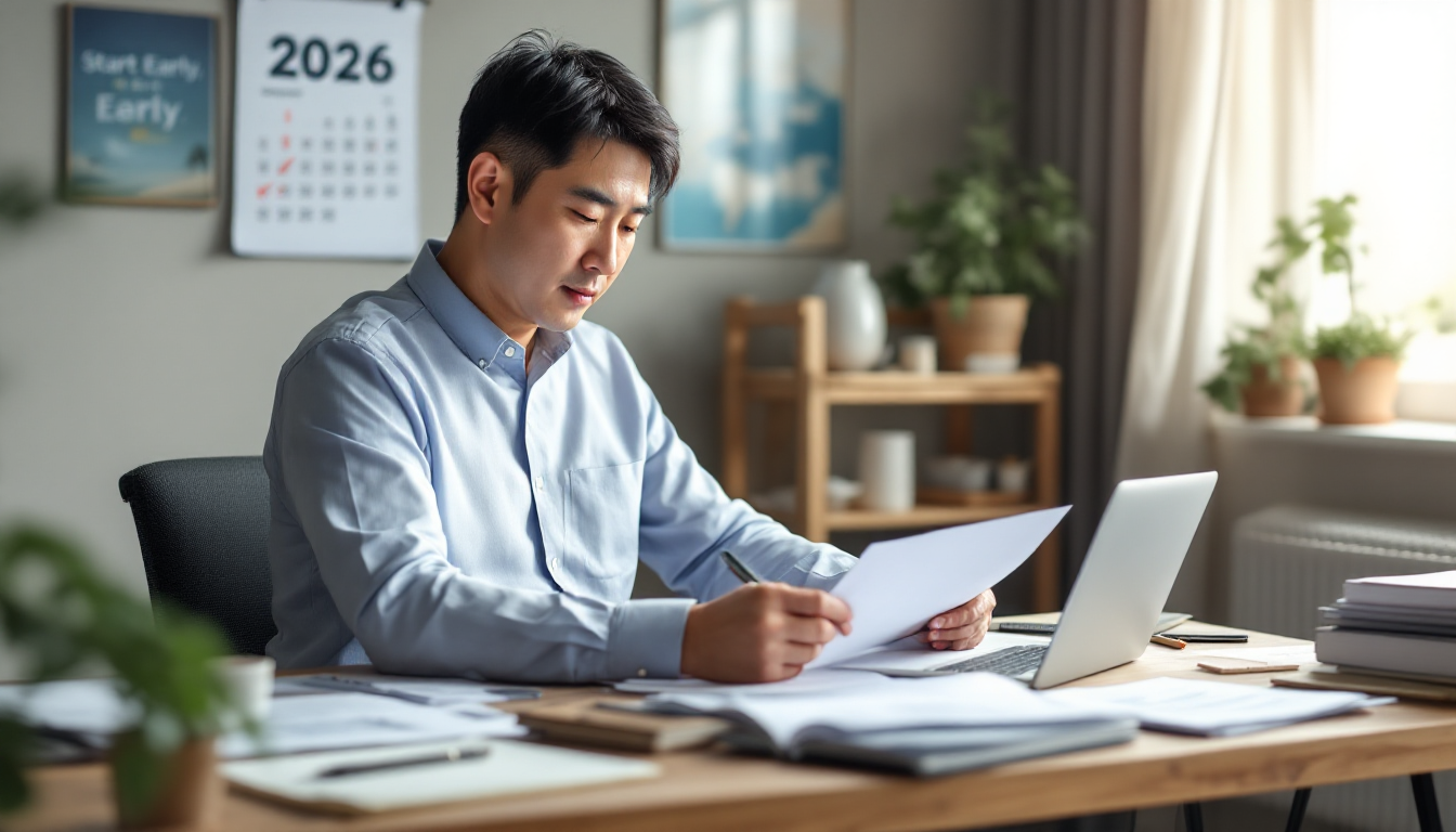 노후 준비를 위한 실행 체크리스트를 작성하며 결심하는 모습