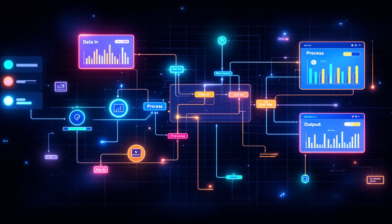 Make의 시각적 아름다움과 강력한 데이터 처리 능력을 보여주는 워크플로우 빌더 화면