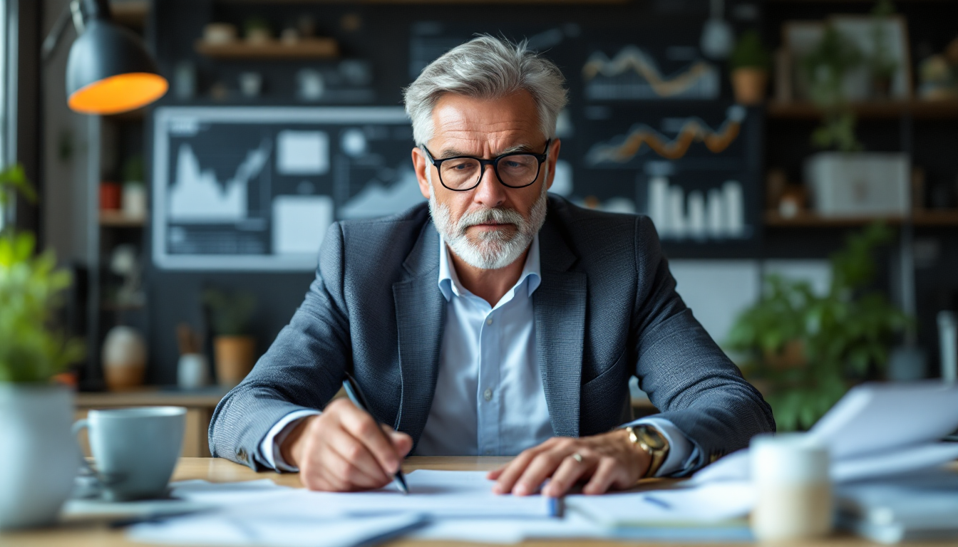 2026년 금리 인하가 월급과 자산에 미치는 영향을 나타내는 중년 직장인의 재무 관리 모습