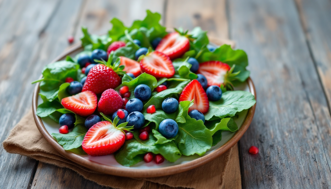 비타민과 항산화 식품인 녹황색 채소와 과일 접시 사진