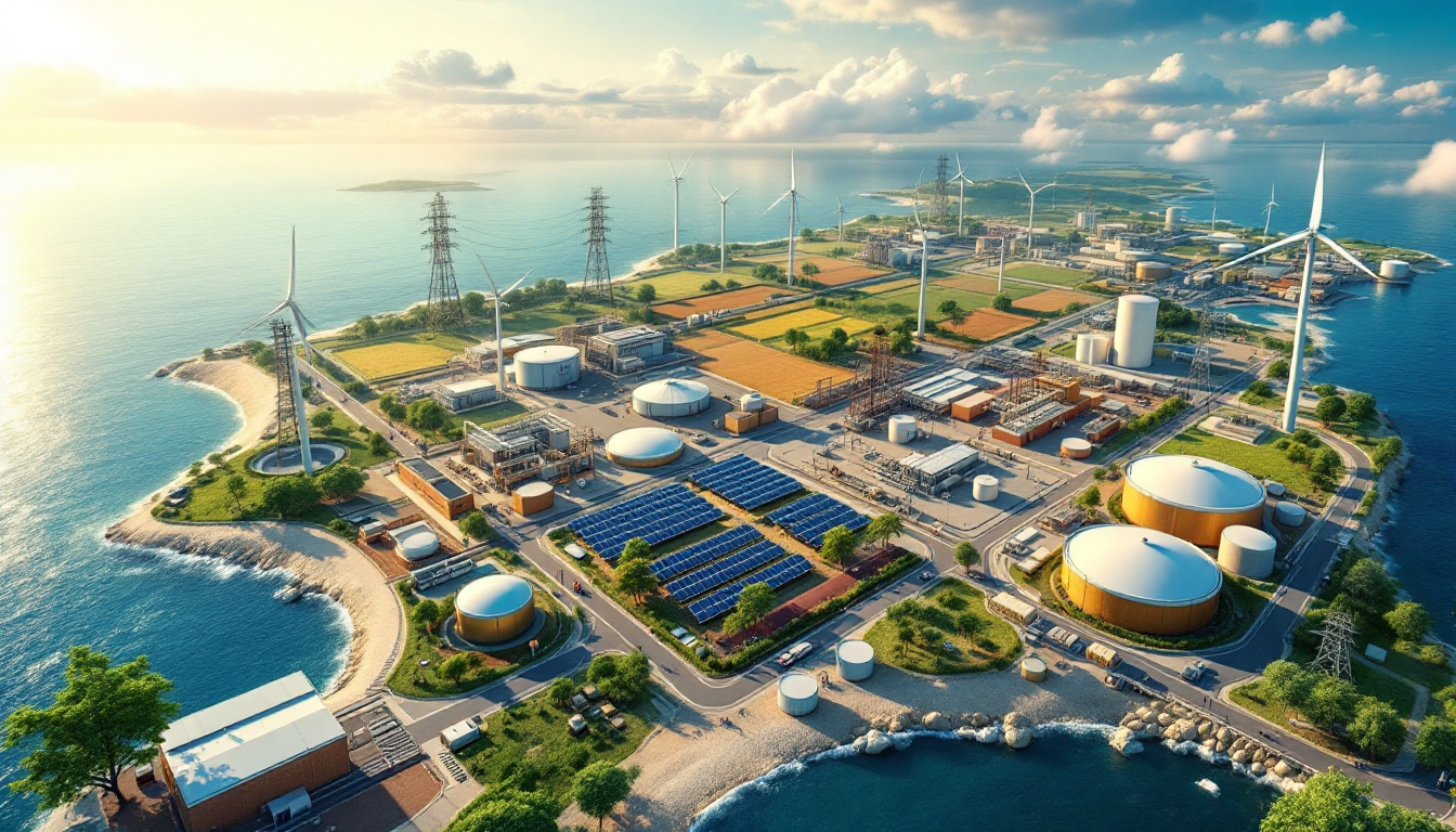 유럽 친환경 에너지 부문의 해상풍력 태양광 및 그린 수소 인프라 이미지