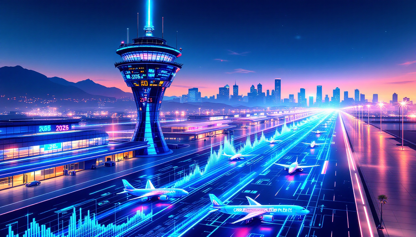 리스크를 관제탑, 기회를 활주로에 비유한 이미지