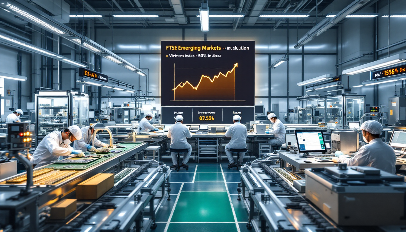 FTSE 신흥시장 지수 편입을 앞둔 베트남 반도체 및 전자 부품 제조 공장