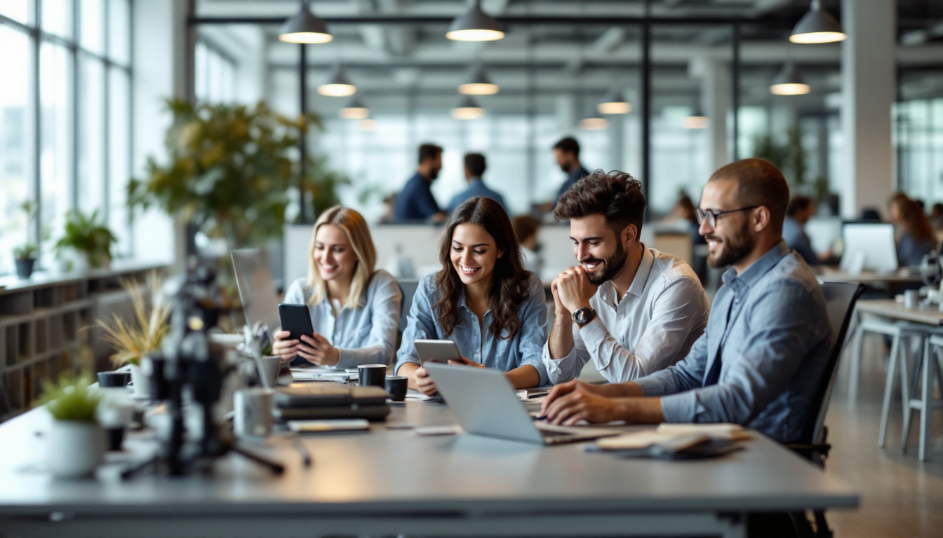 Zapier의 클라우드 기반 편리함과 생태계 강점을 나타내는 사무실 풍경