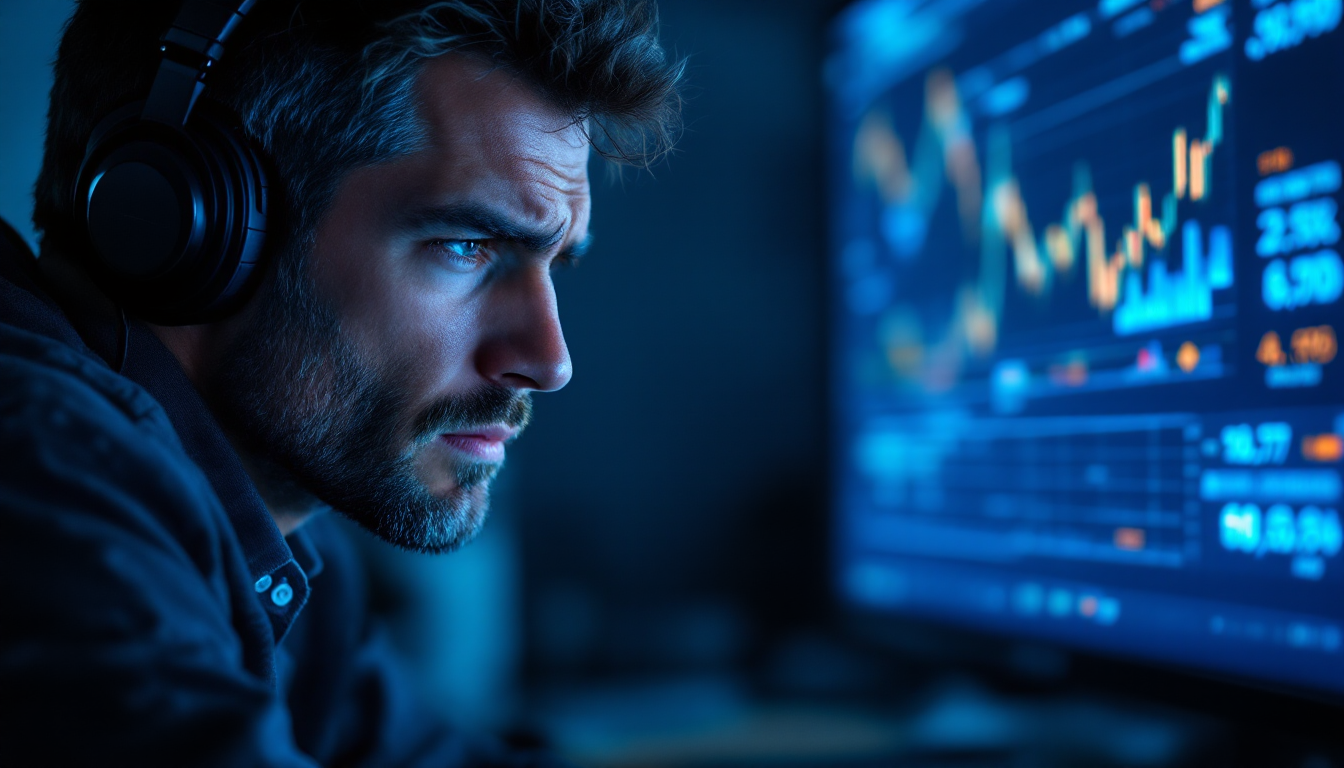 주식시장 하락으로 스트레스를 받는 투자자의 모습