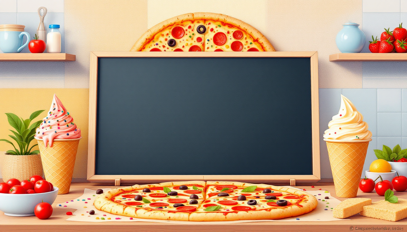 피자와 아이스크림 토핑을 통해 토핑경제 개념을 표현