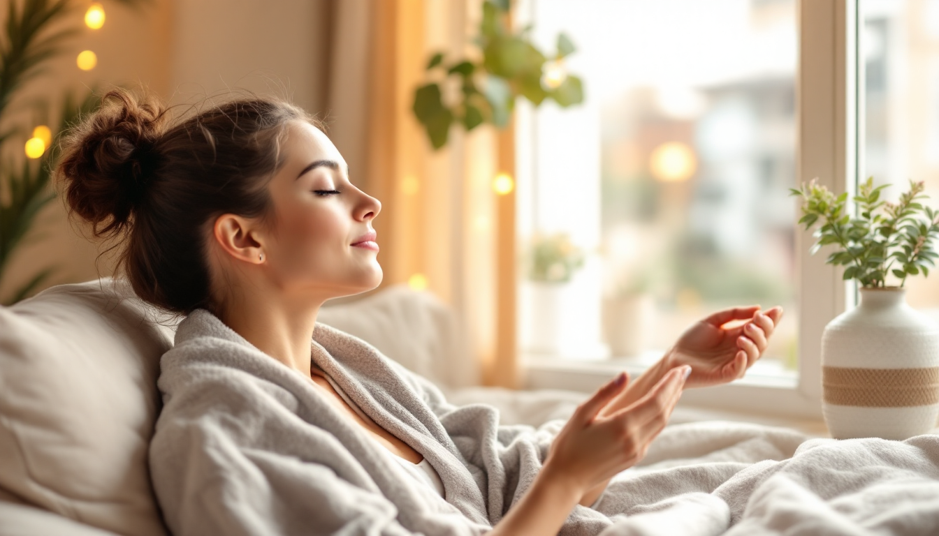 20 20 20 규칙 실천과 온찜질로 눈 건강을 관리하는 모습의 이미지