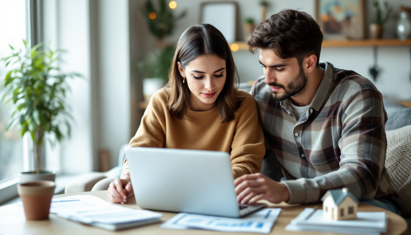 내 집 마련을 위해 예산 계획을 세우는 젊은 부부