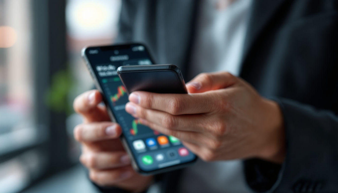 2026년 주식 투자 앱을 보여주는 스마트폰을 든 사람