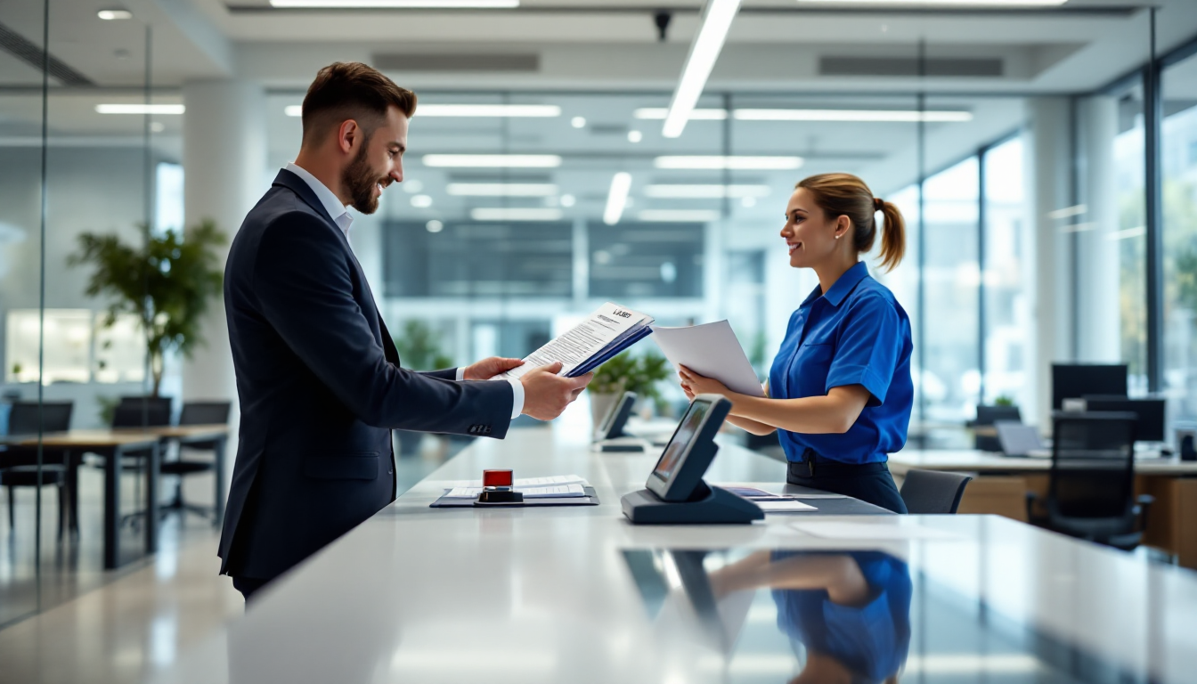 주민센터에서 전입신고와 확정일자 신청하는 장면