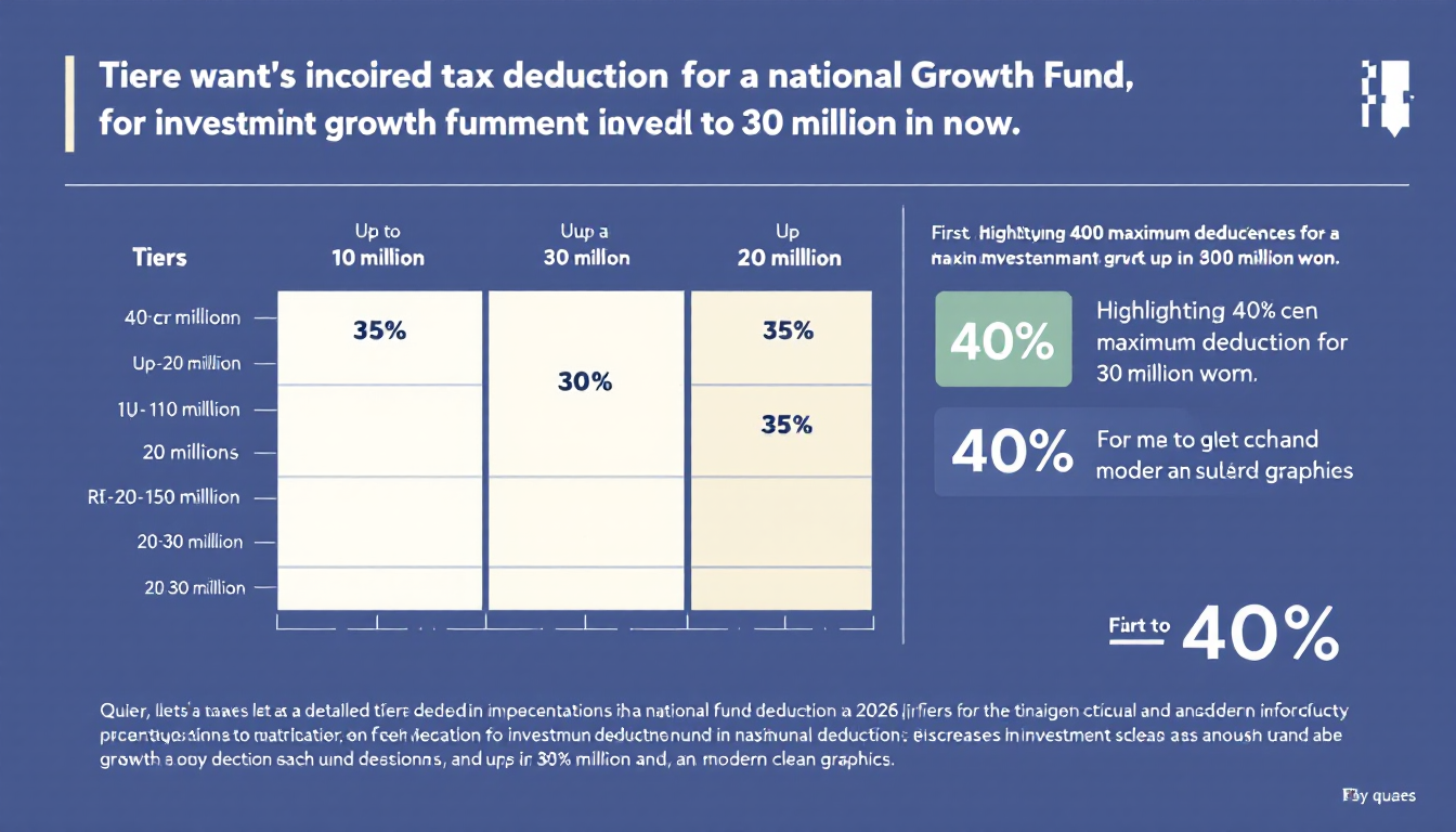 2026년 국민성장펀드 소득공제율과 투자금 구간을 나타내는 인포그래픽