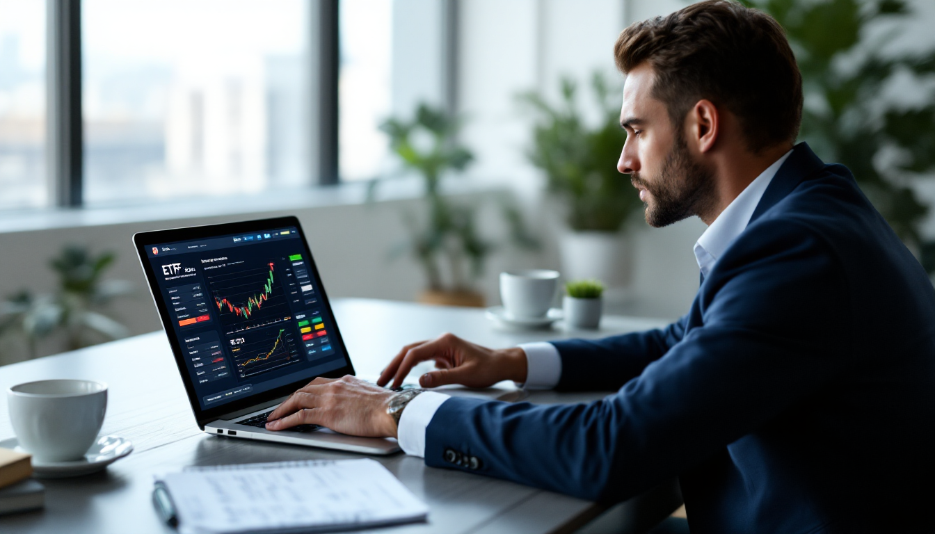 데이터와 투자 목표에 기반해 두 개의 ETF 중 선택하는 투자자 이미지
