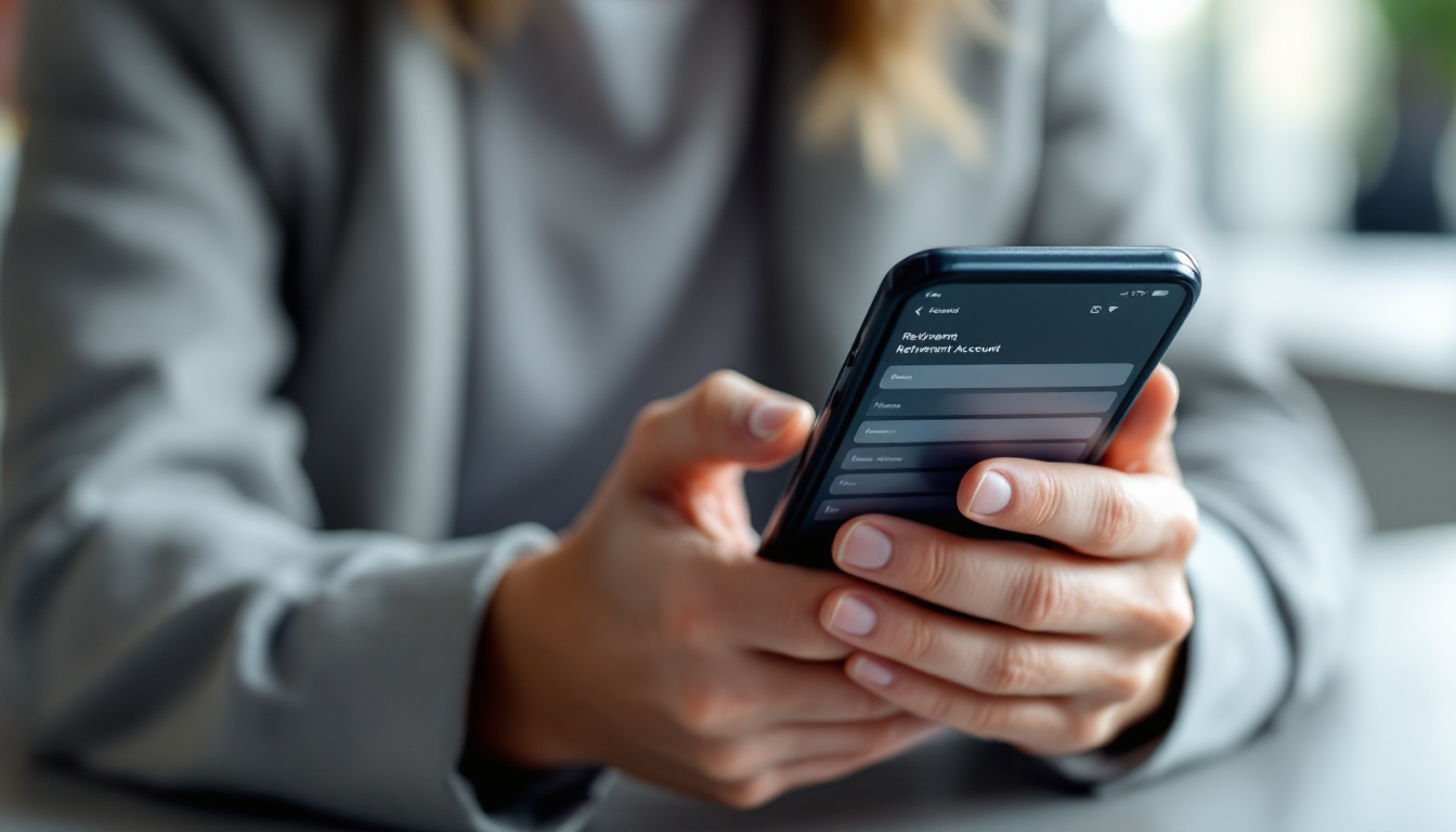 노후 준비를 위한 계좌 개설을 스마트폰으로 시작하는 모습