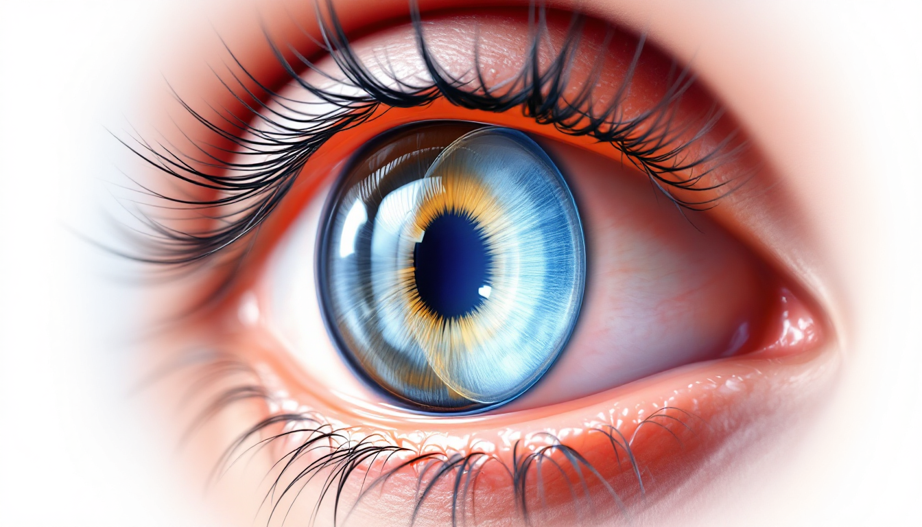 백내장으로 인해 흐려진 눈 수정체 클로즈업 이미지