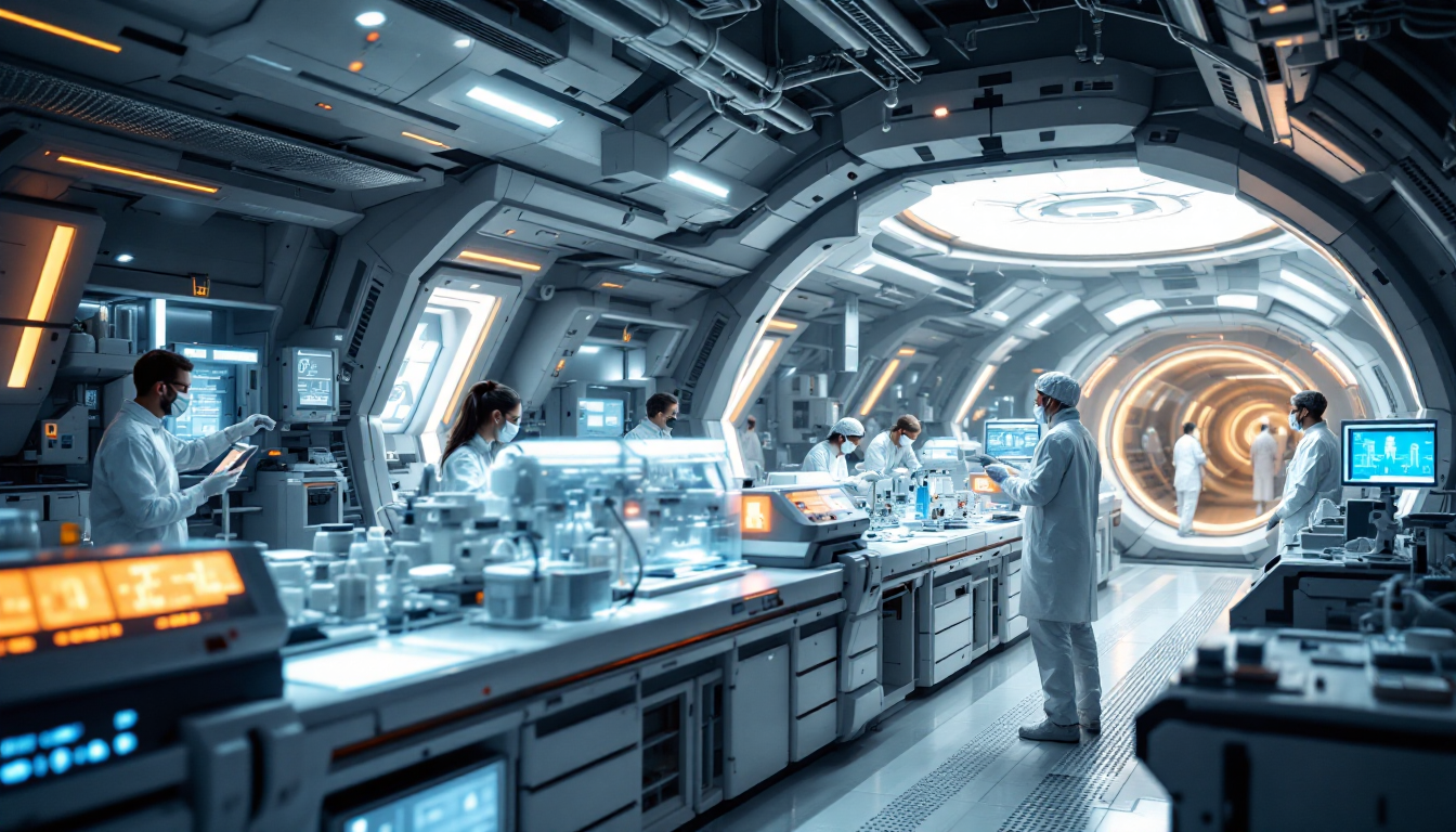 2026년 최첨단 AI 신약 개발과 유전자 편집 기술을 연구하는 미래형 실험실 이미지